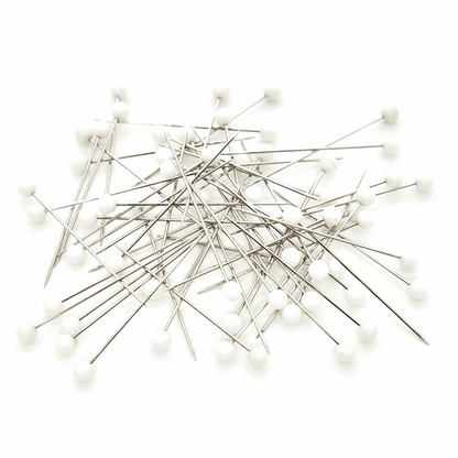 Hemline Gold 75 White Plastic Head Nickel Sewing Pins 38mm