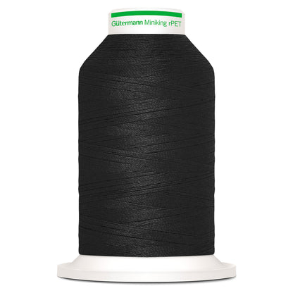 Spool of black Gutermann Miniking recycled overlocker thread