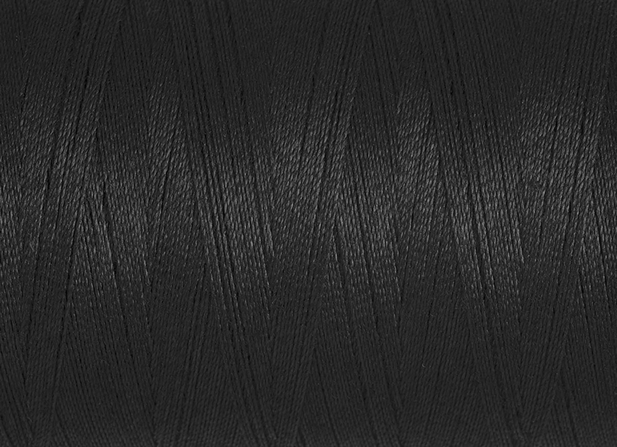Spool of black Gutermann Miniking recycled overlocker thread