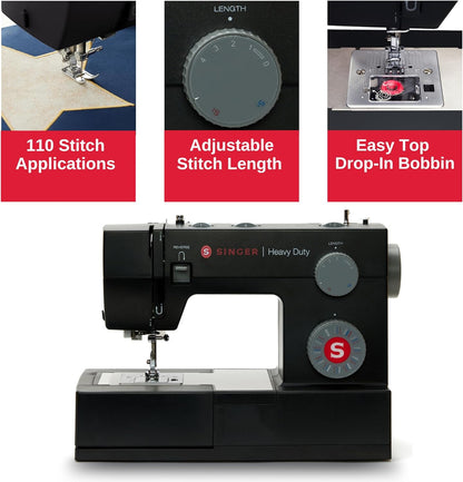 Singer Heavy Duty 4432 Black Limited Edition Sewing Machine - Most popular Heavy Duty machine in 2025. Strong mechanical machine - New 2025 model - August Sew-Off Sale
