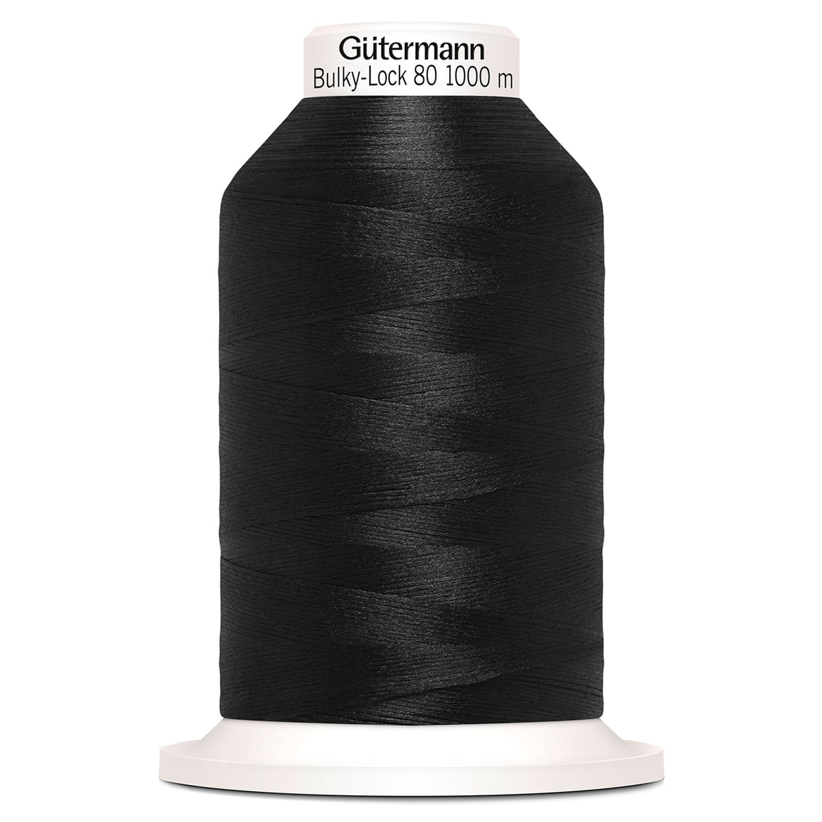 Spool of Gutermann Bulky-Lock 80 textured overlocker thread in black