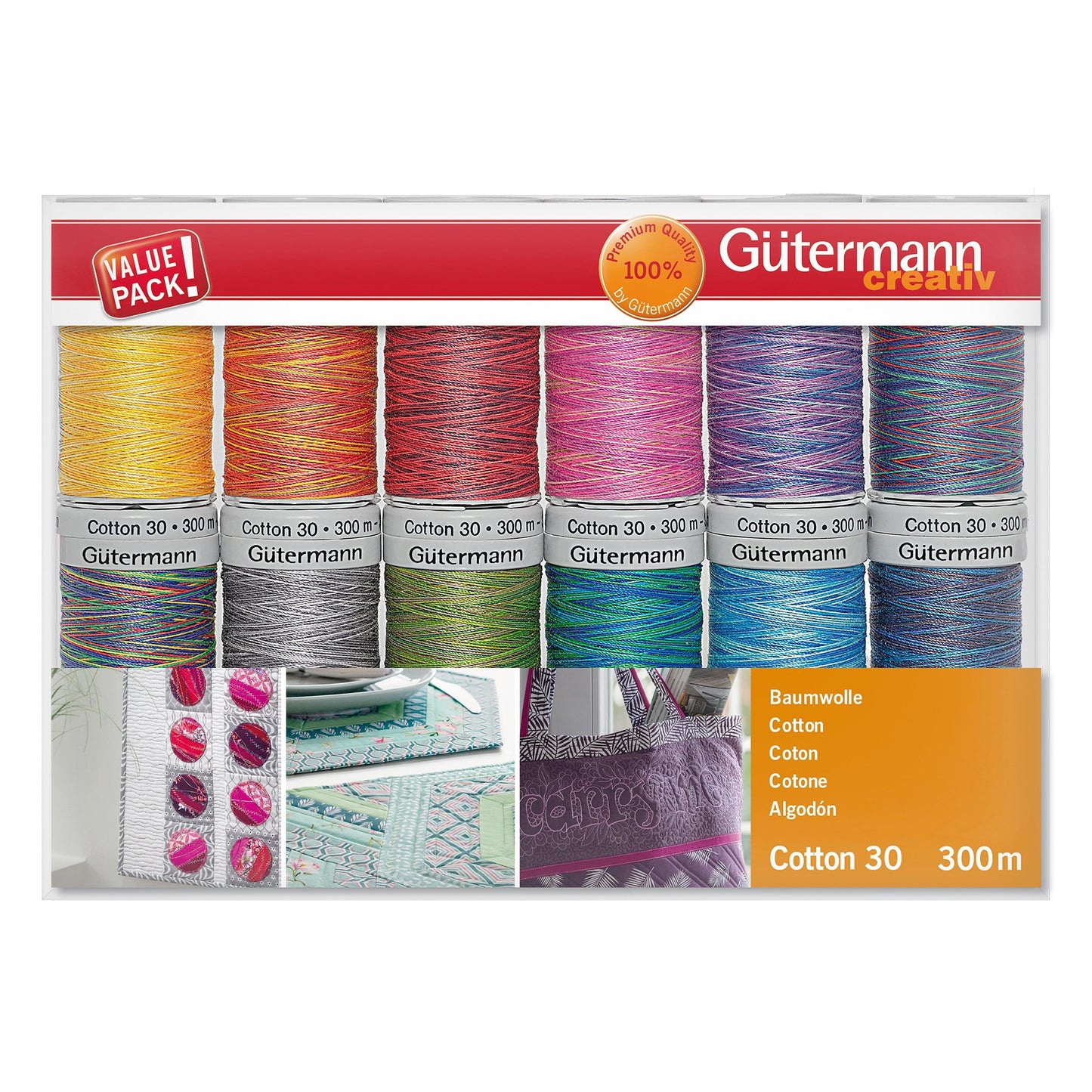 Gutermann Cotton Thread Set No.30 - 12 x 300m (Colour Assortment 2)