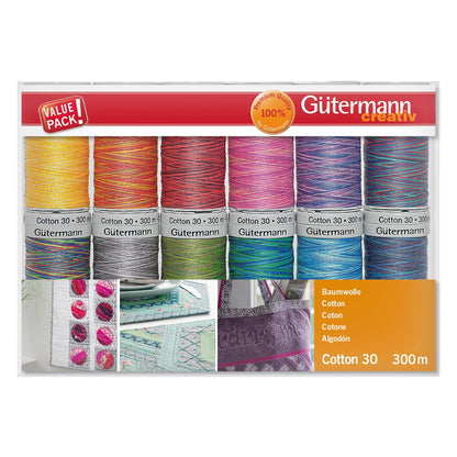 Gutermann Cotton Thread Set No.30 - 12 x 300m (Colour Assortment 2)