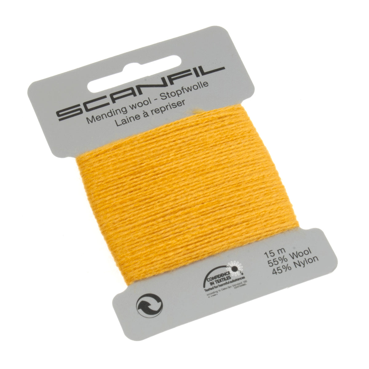 Card of Scanfil mending wool in sunflower