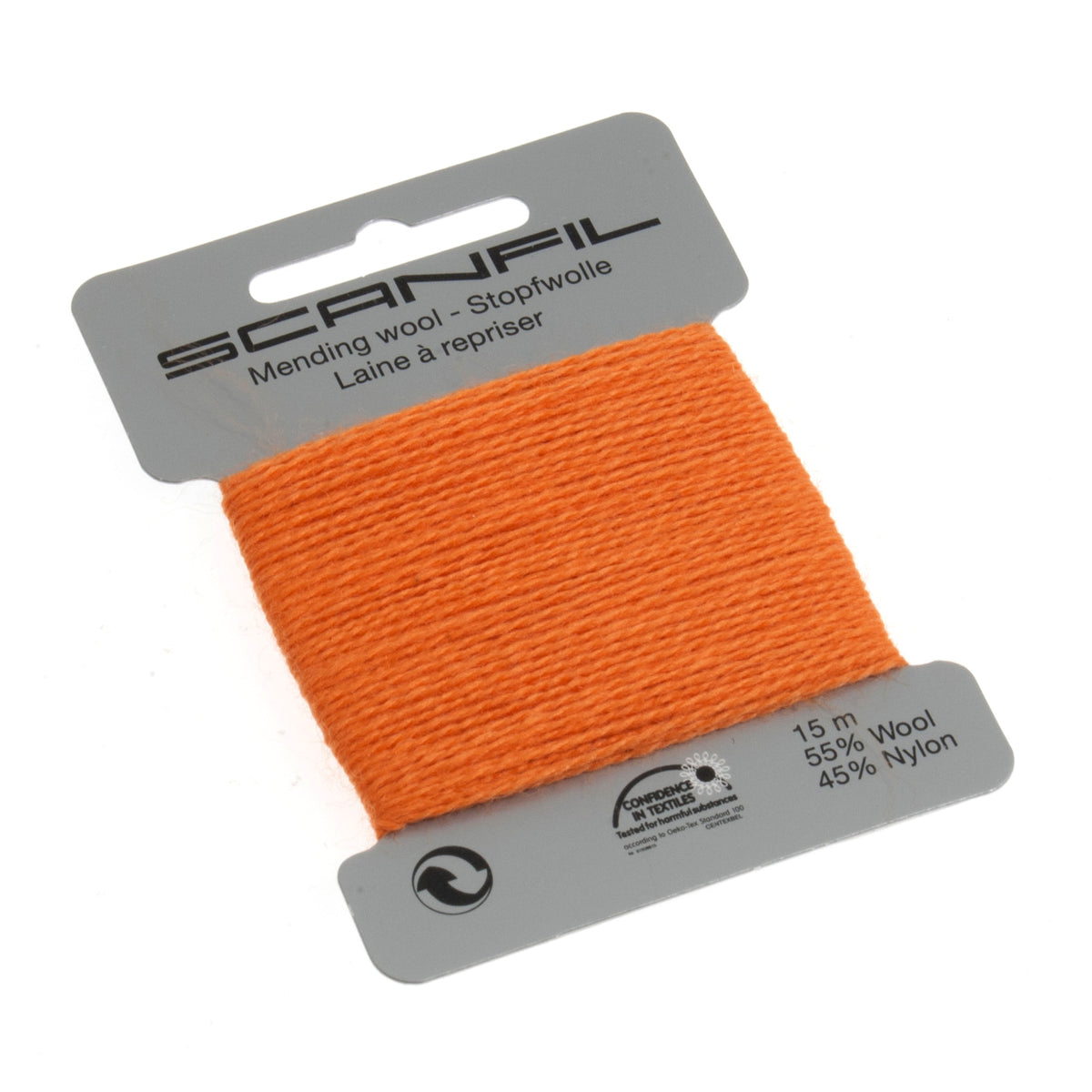 Card of Scanfil mending wool in orange