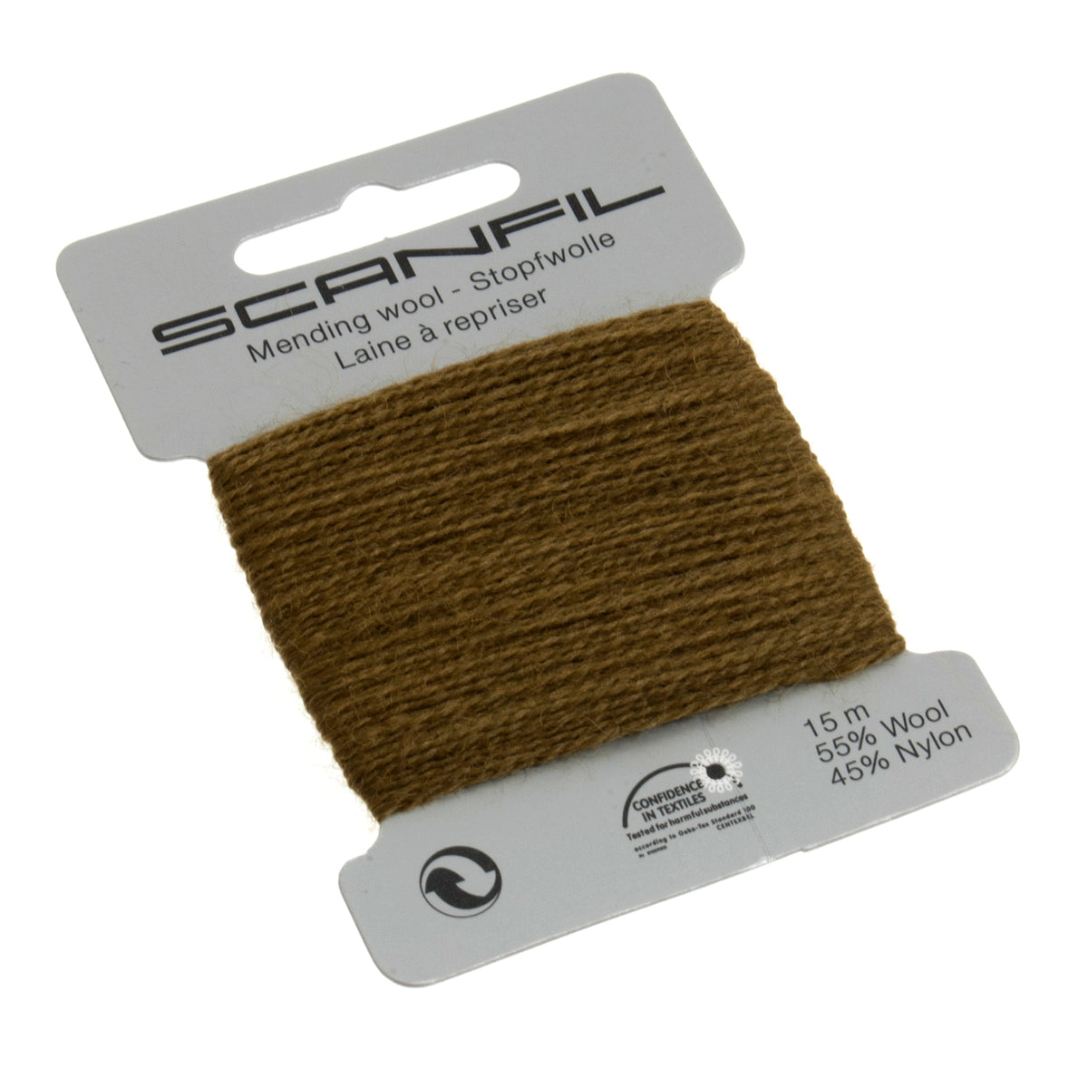 Card of Scanfil mending wool in olive