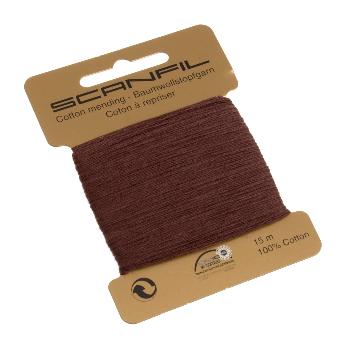 Card of Scanfil mending cotton in brown