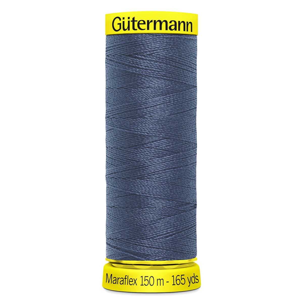 Spool of Gutermann Maraflex elastic thread in blue grey