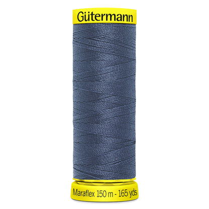 Spool of Gutermann Maraflex elastic thread in blue grey