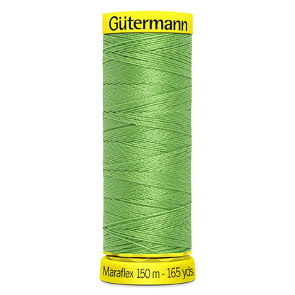 Spool of lime green Gutermann Maraflex elastic sewing thread
