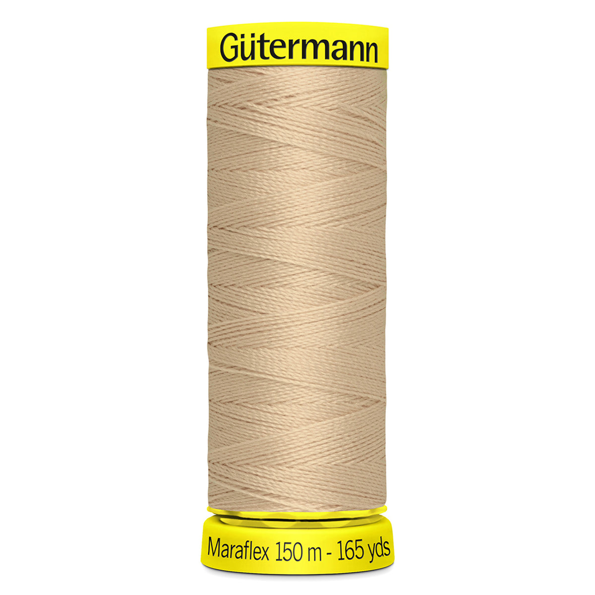 Spool of fawn Gutermann Maraflex elastic sewing thread