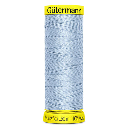 Spool of light blue Gutermann Maraflex elastic sewing thread