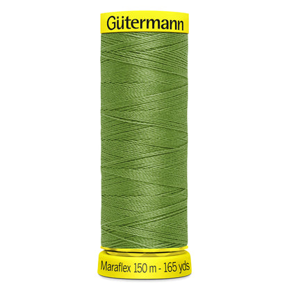 Spool of green Gutermann Maraflex elastic sewing thread