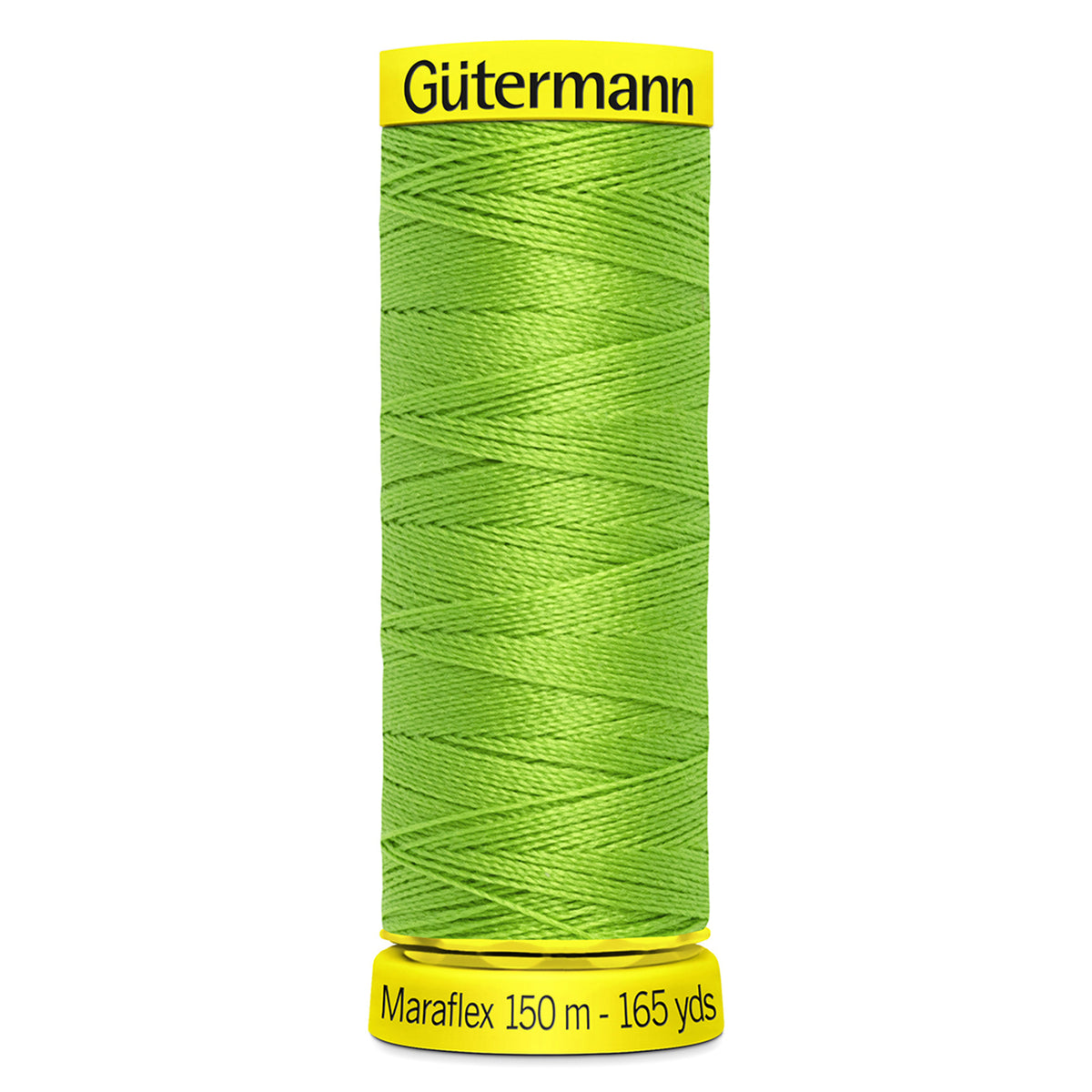 Spool of Gutermann Maraflex elastic thread in chartreuse green