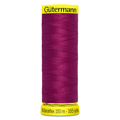 Spool of crimson Gutermann Maraflex elastic sewing thread