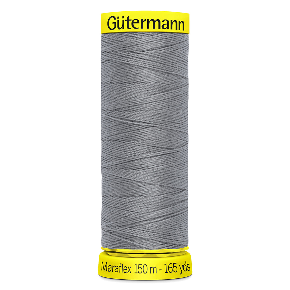 Spool of silver grey Gutermann Maraflex elastic sewing thread