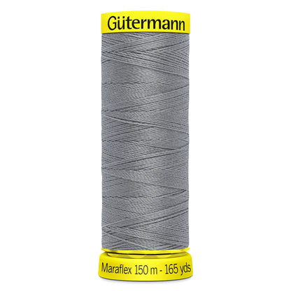 Spool of silver grey Gutermann Maraflex elastic sewing thread