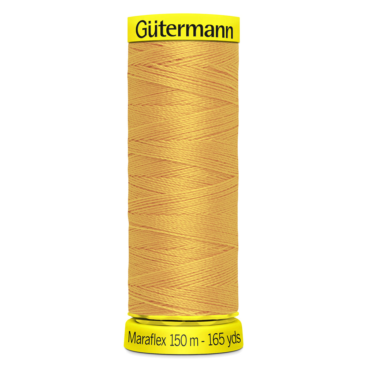 Spool of honey Gutermann Maraflex elastic sewing thread