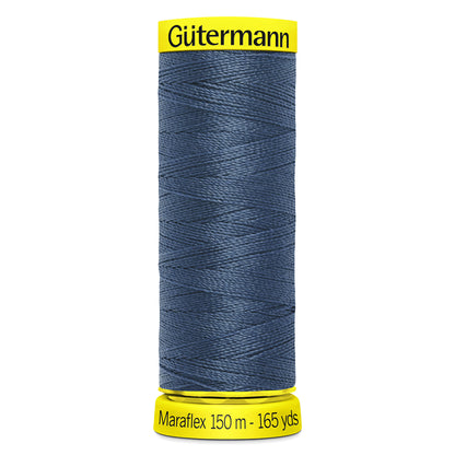Spool of steel blue Gutermann Maraflex elastic sewing thread
