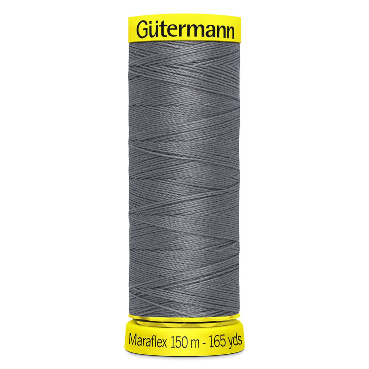 Spool of Gutermann Maraflex elastic thread in charcoal grey