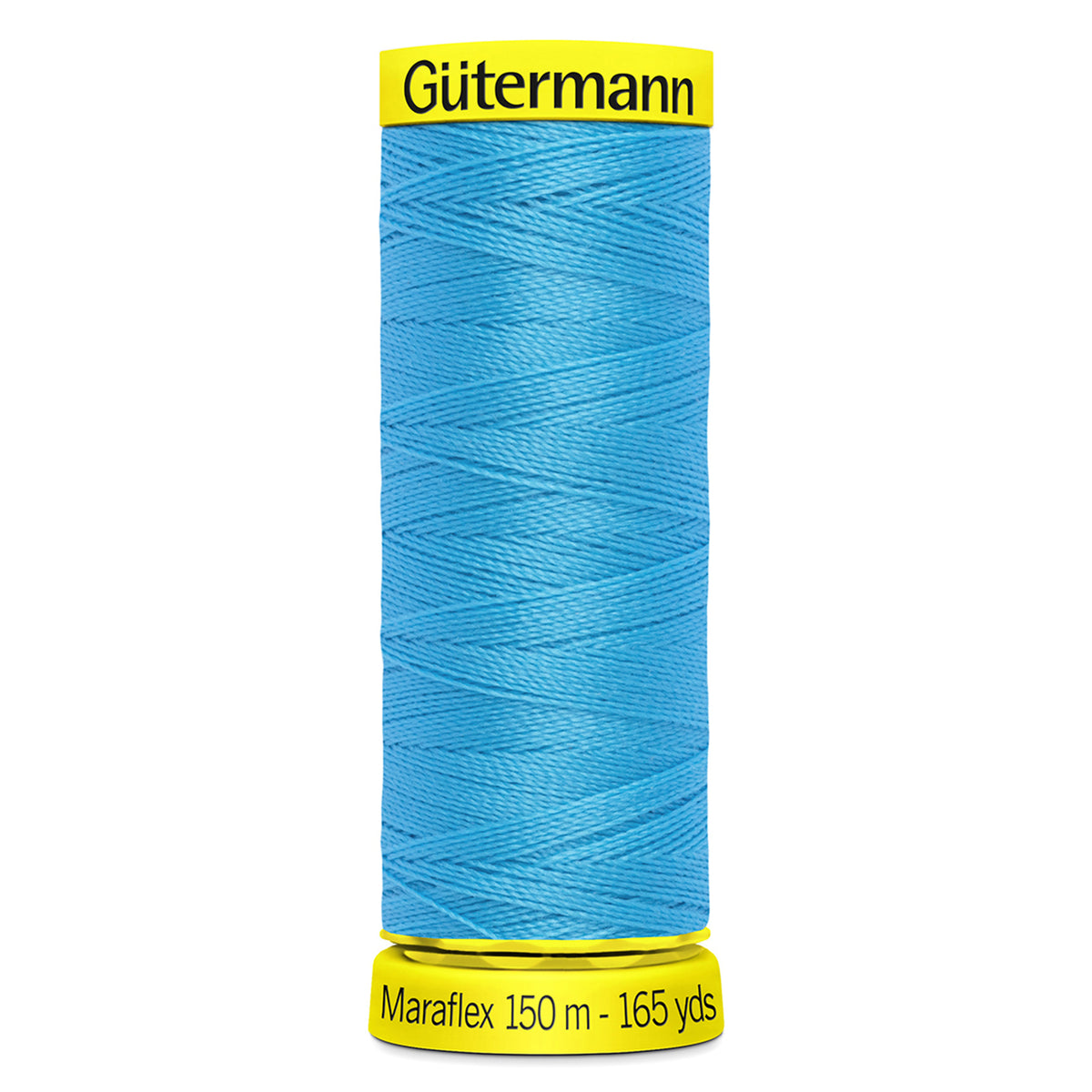 Spool of turquoise Gutermann Maraflex elastic sewing thread