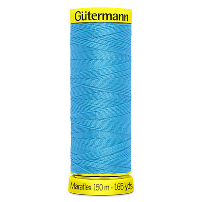 Spool of turquoise Gutermann Maraflex elastic sewing thread