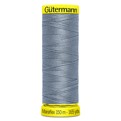 Spool of sky blue Gutermann Maraflex elastic sewing thread