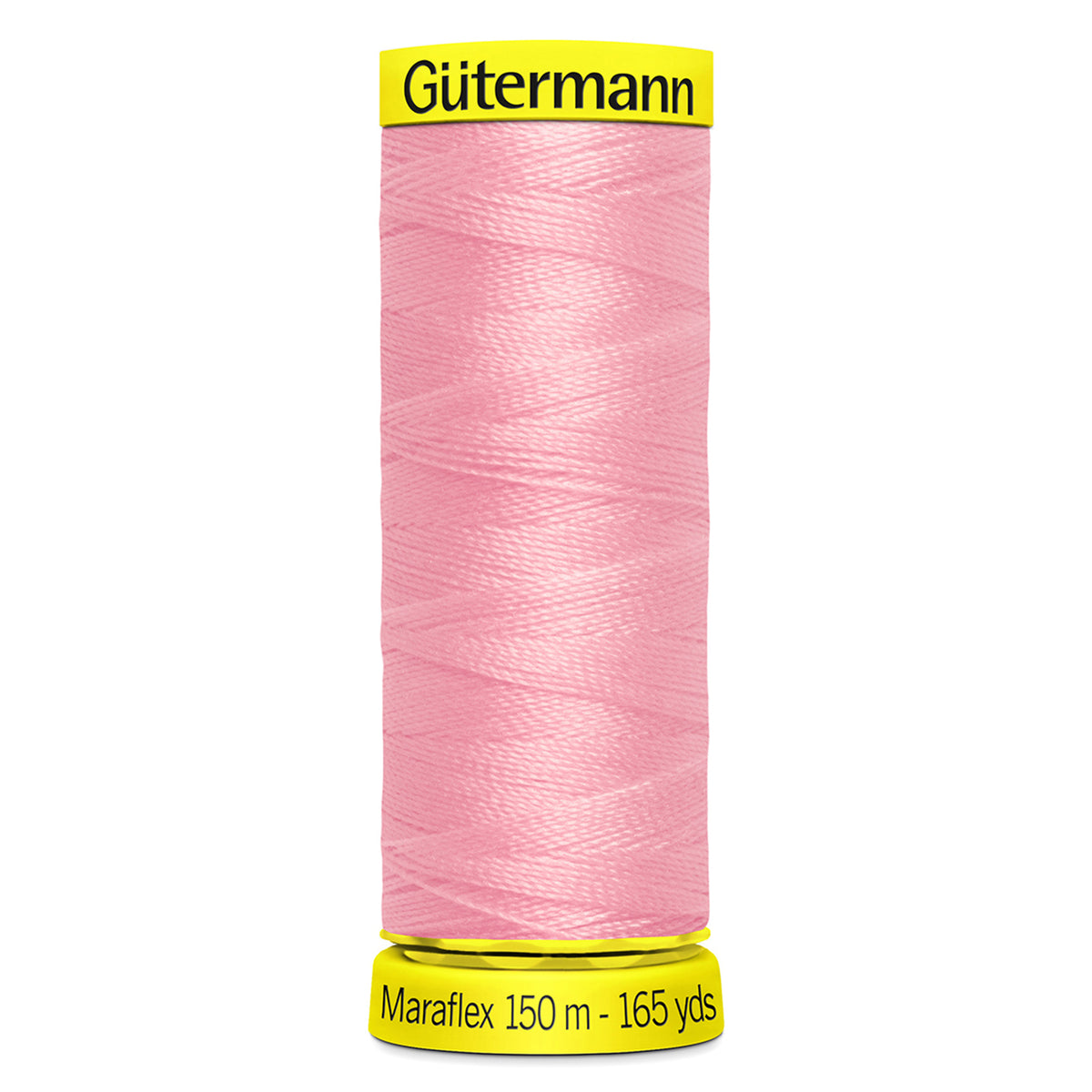 Spool of pink Gutermann Maraflex elastic sewing thread