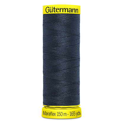Spool of ink blue Gutermann Maraflex elastic sewing thread