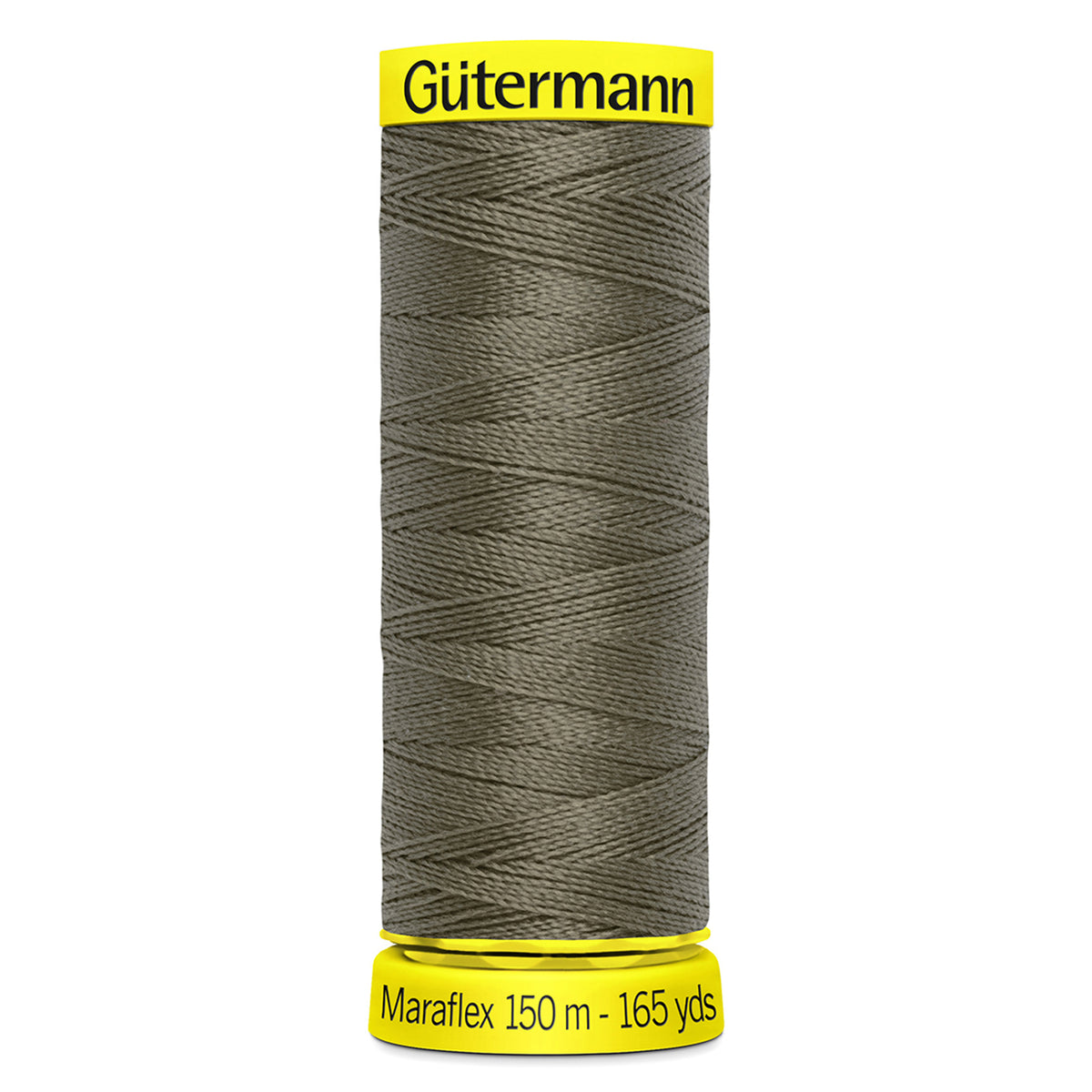 Spool of khaki Gutermann Maraflex elastic sewing thread