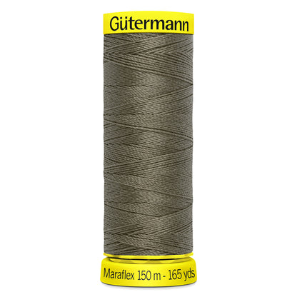 Spool of khaki Gutermann Maraflex elastic sewing thread