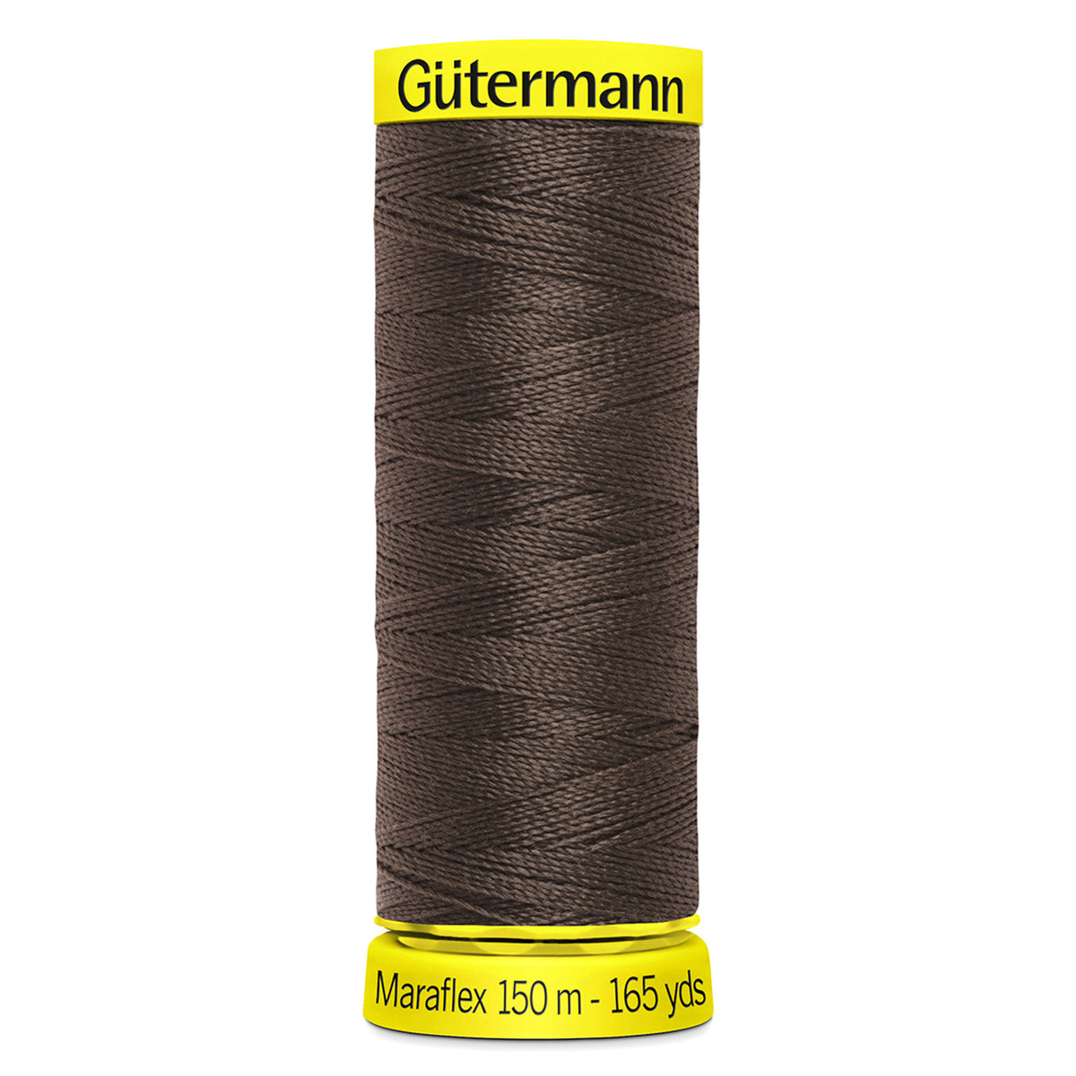 Spool of Gutermann Maraflex elastic thread in brown
