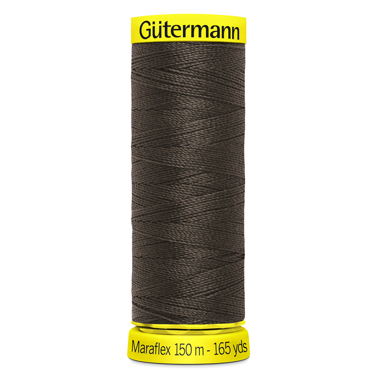 Spool of Gutermann Maraflex elastic thread in chocolate