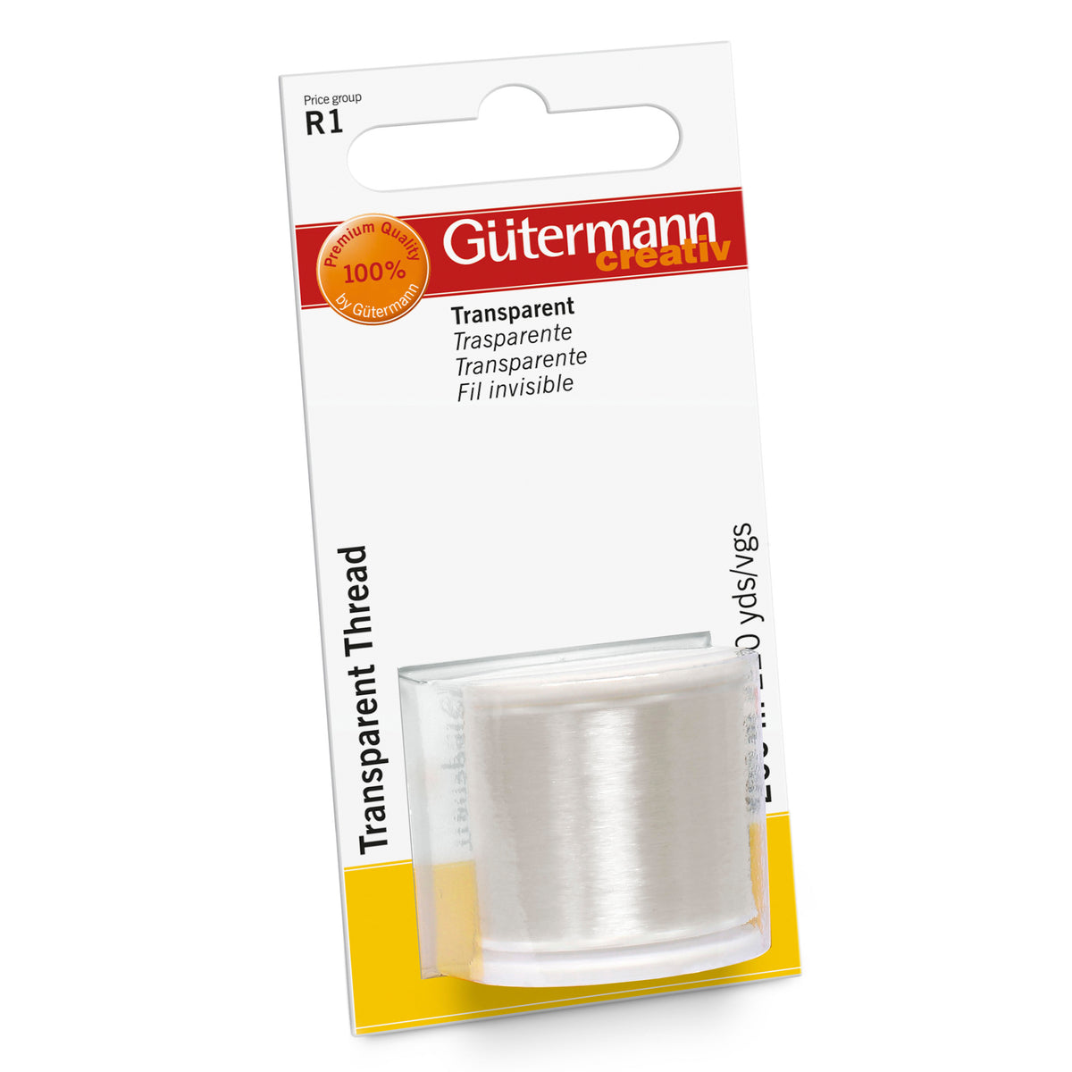 Spool of Gutermann clear transparent sewing thread