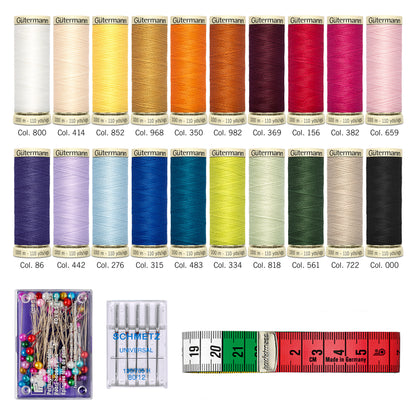 Gutermann thread storage tin with 20 Sew-All reels