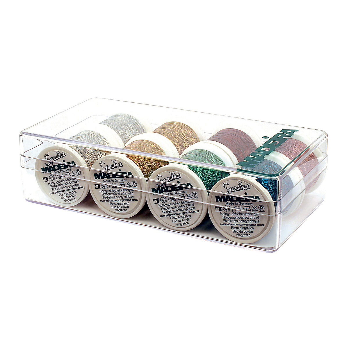 Madeira gift box of eight Metallic Spectra holographic thread spools