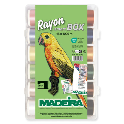 Madeira Smartbox of eighteen Rayon No.40 embroidery thread spools