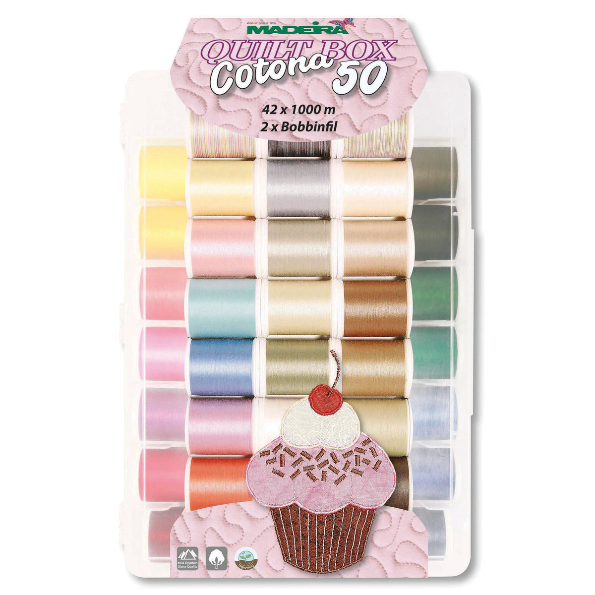Madeira Softbox of Cotona No.50 cotton thread spools