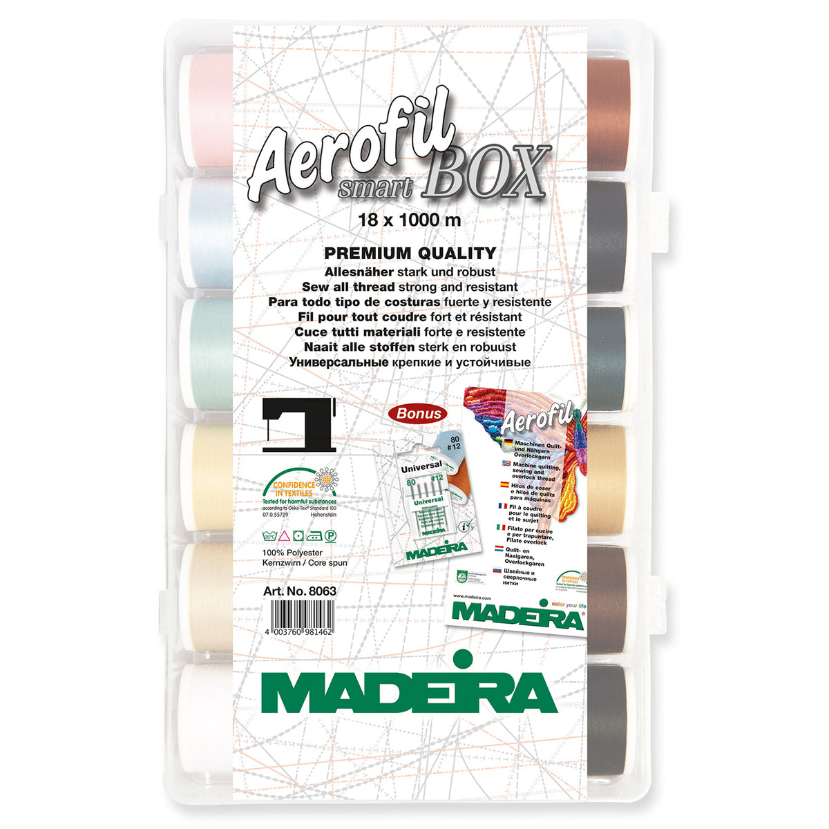 Madeira Smartbox of Aerofil No.120 sewing thread spools