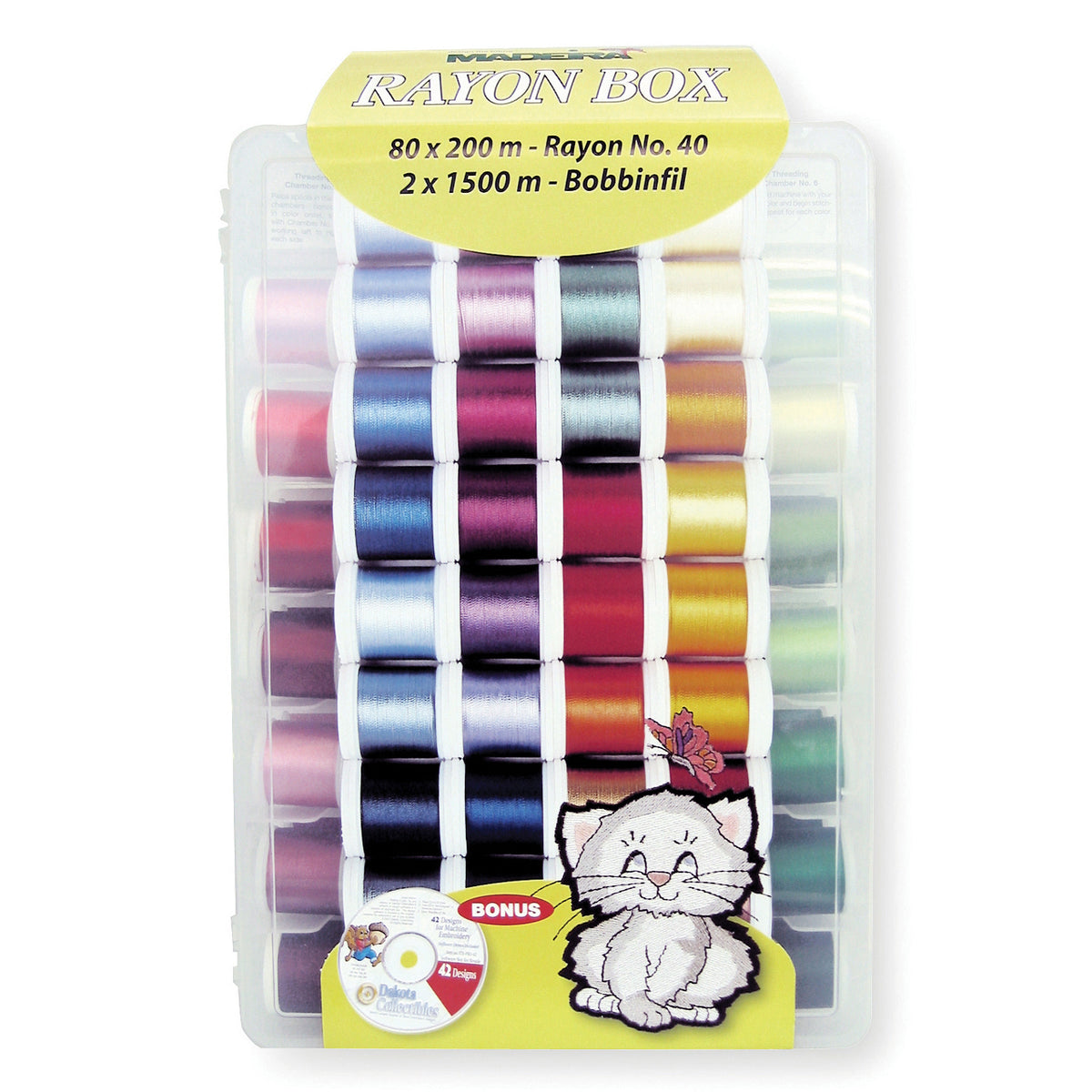 Madeira Softbox of Rayon No.40 embroidery thread spools