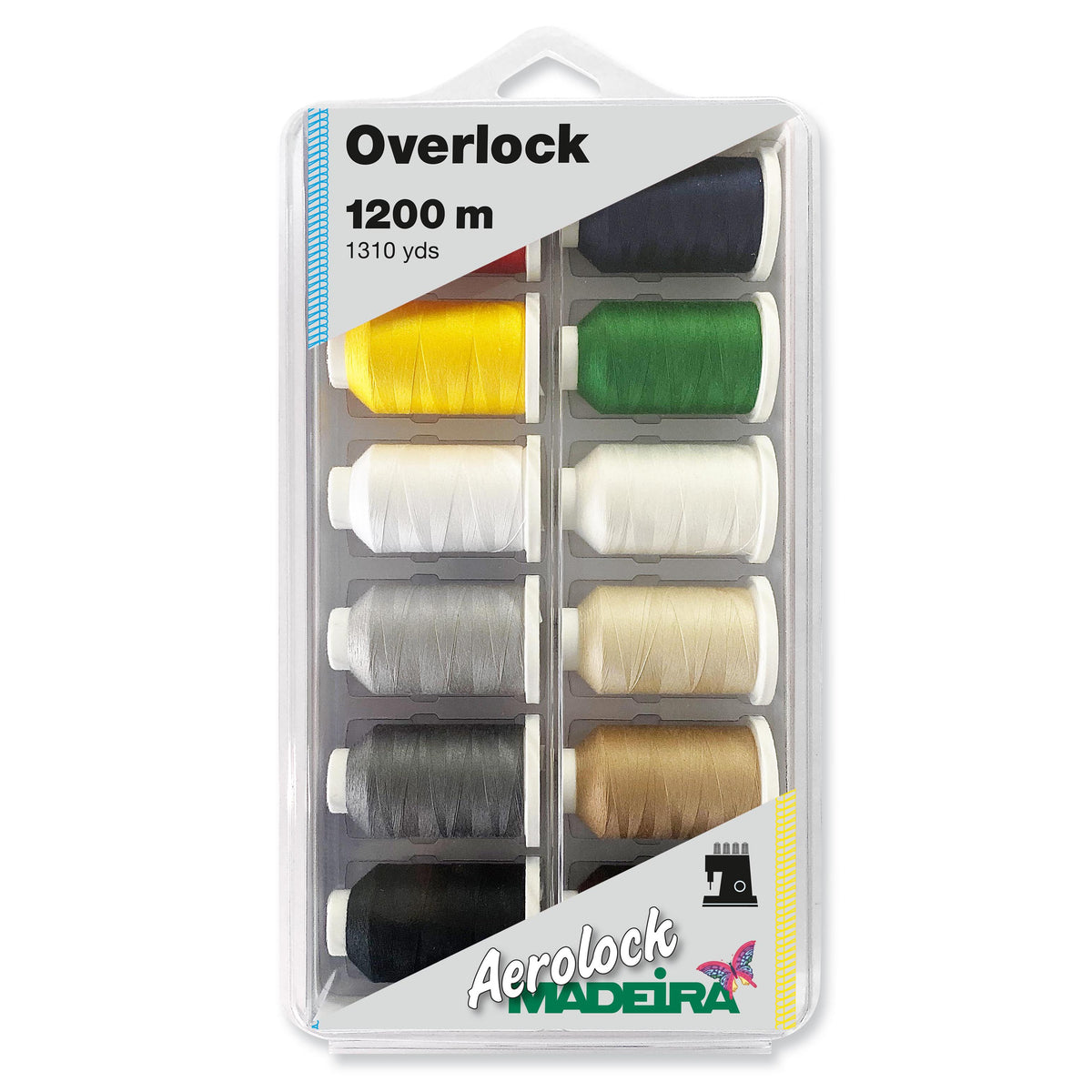 Box of Madeira Aerolock No.125 Miniking spools in solid colours