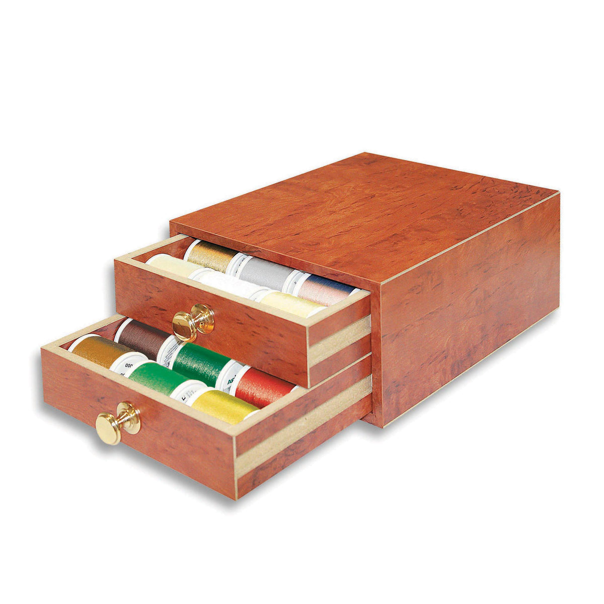 Teak Madeira Mini Treasure Chest filled with Cotona cotton thread spools