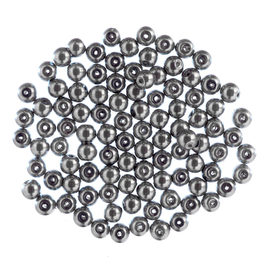 Silver 6mm glass pearl beads