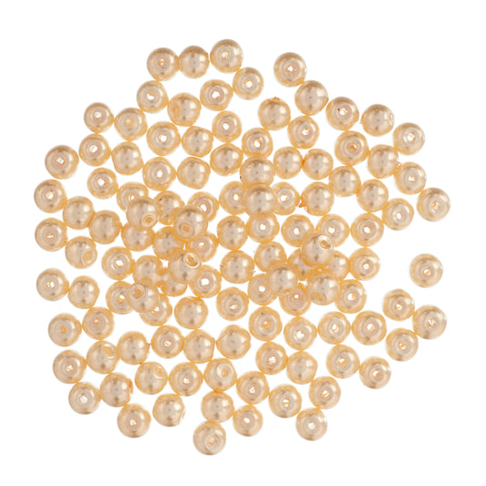 Cream 6mm glass pearl beads