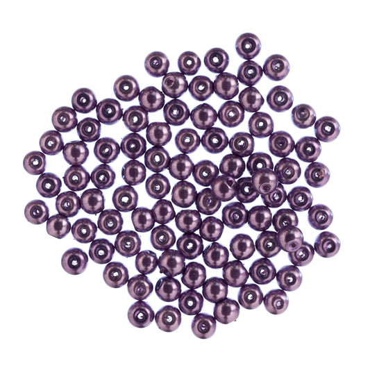 Purple 6mm glass pearl beads