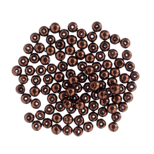Bronze 6mm glass pearl beads