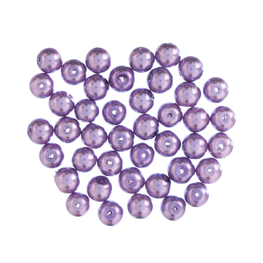 Purple 8mm glass pearl beads