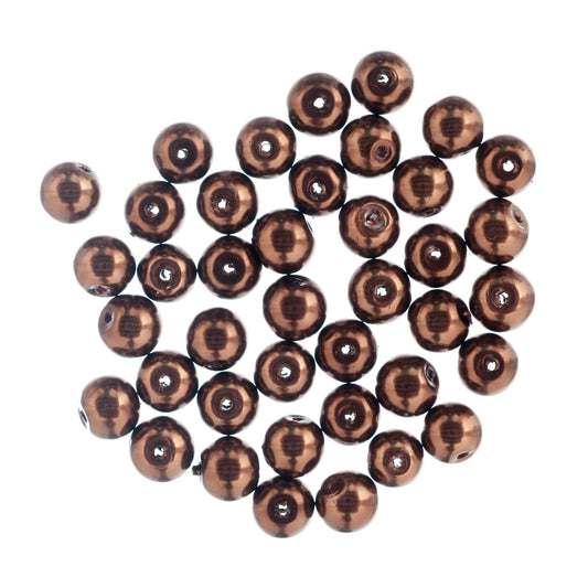 Bronze 8mm glass pearl beads