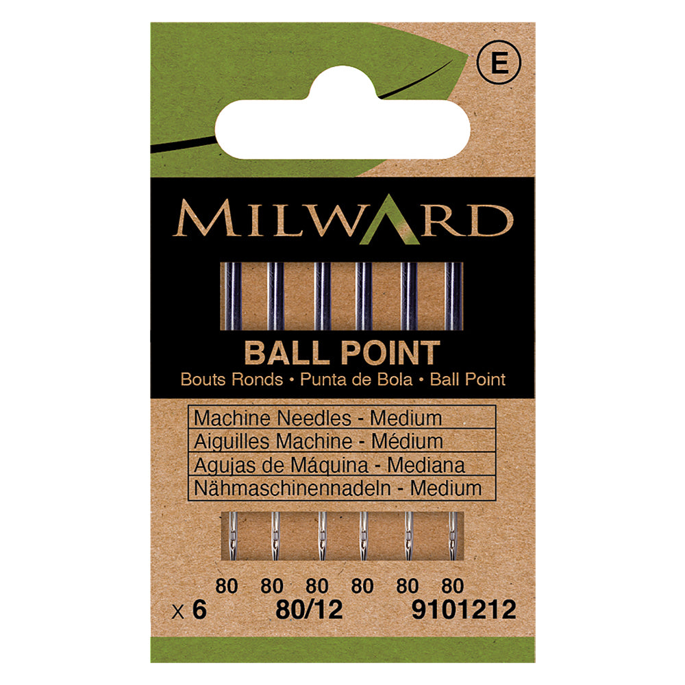 Pack of Milward ball point machine needles size 80/12