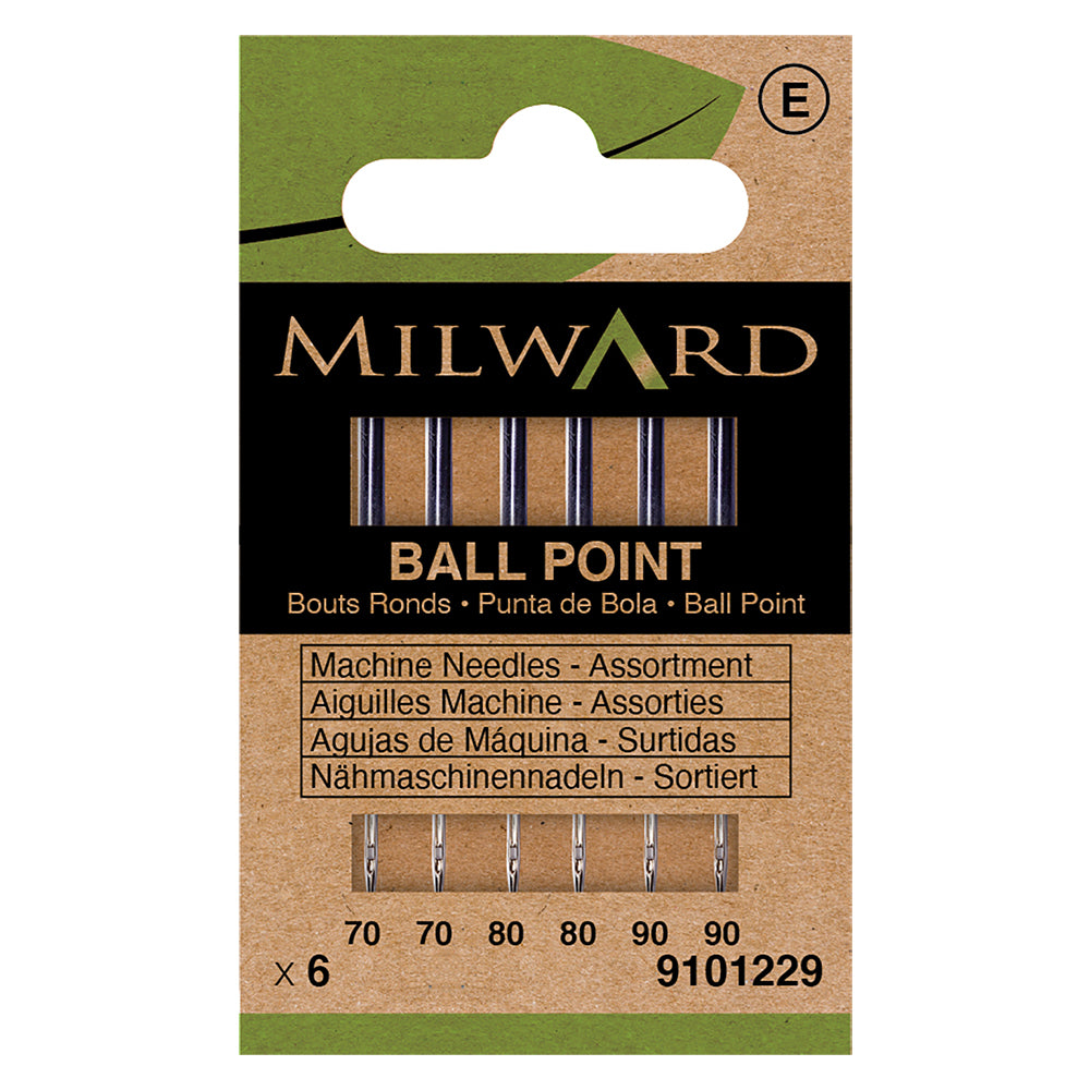 Pack of Milward ball point machine needles in mixed sizes
